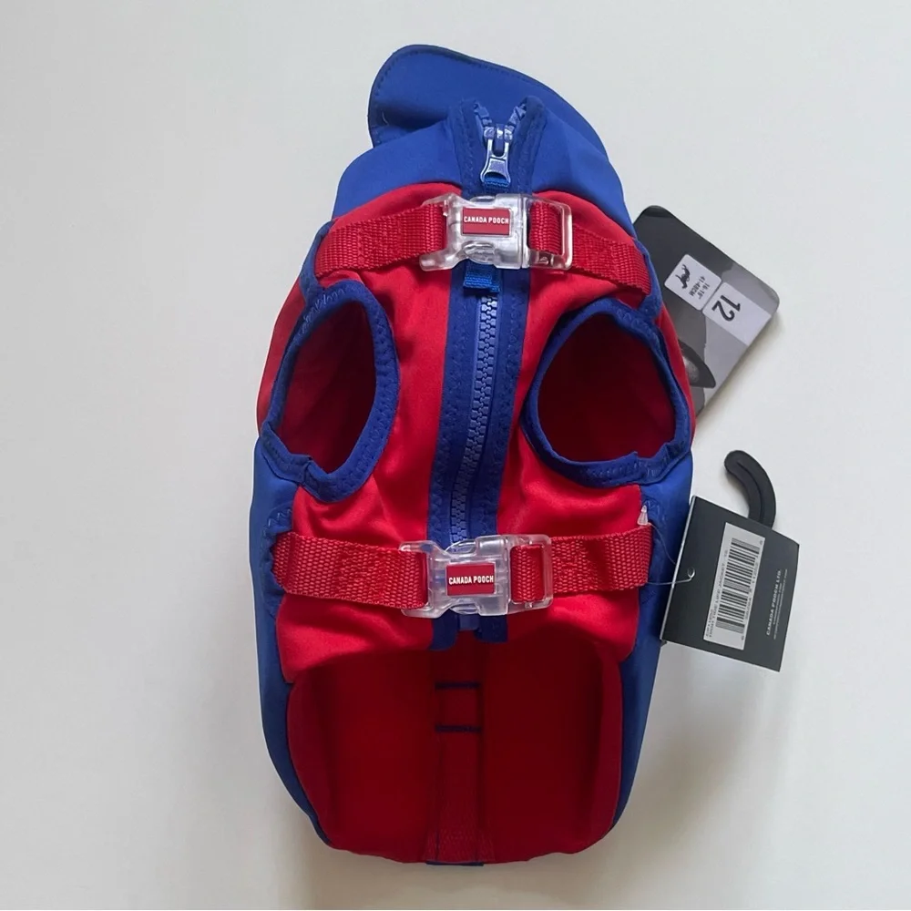 Canada Pooch High Tide Life Dog Jacket - Red/Blue - Size 12